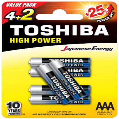 TOSHIBA High Power Alkaline AAA - 4+2 Battery Pack