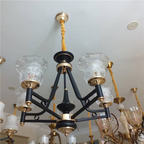 Black cast 5 lamp chandelier