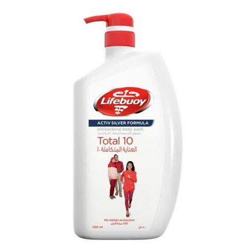 500ML LIFEBUOY BODYWASH ACTIVE SILVER TOTAL 10