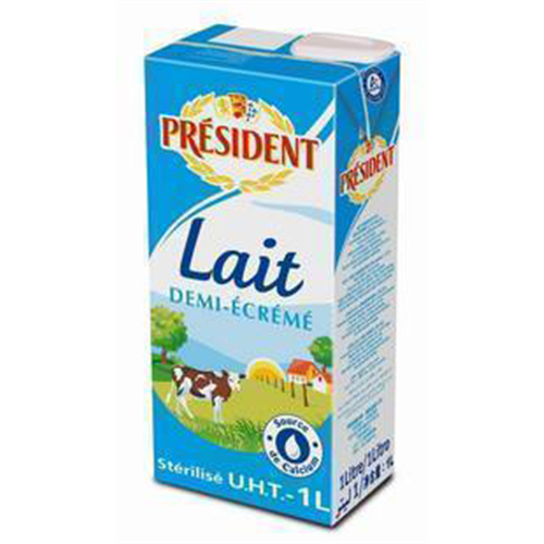 1LT PRESIDENT SEMI SKIMMED MILK TRETRA PACK