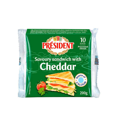 200G PRESIDENT SLICED CHEDDAR CHEESE SANDWICH