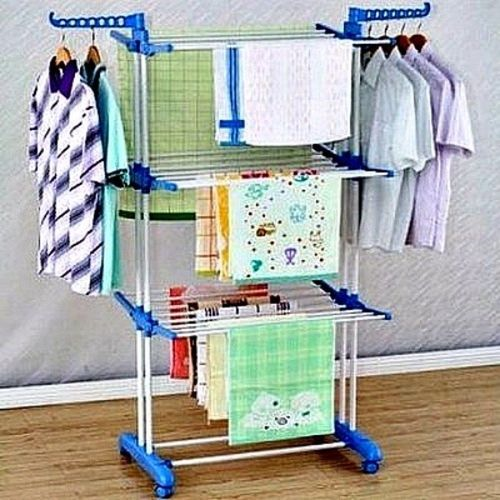 3-Tier Foldable Cloth Hanger With Wheels