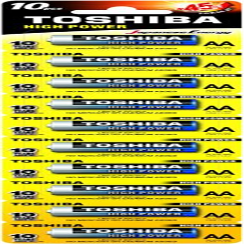 TOSHIBA HIGH POWER ALKALINE Battery TYPE AA PACK OF 10 PCS