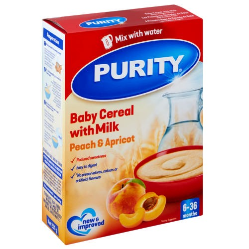 200G PURITY BABY CEREAL PEACH AND APRICOT