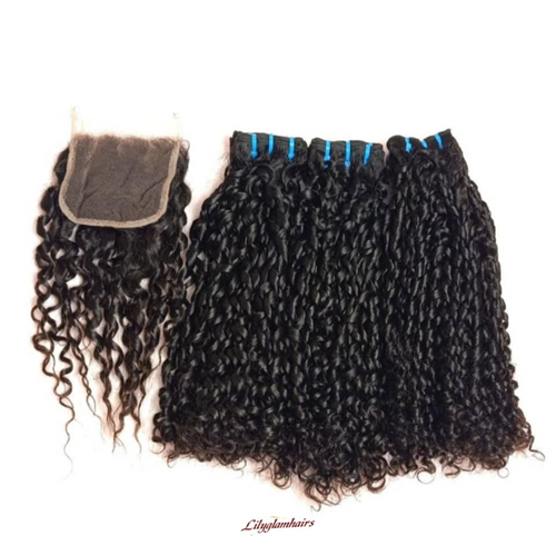 20" CURLY HUMAN HAIR WITH CLOSURE