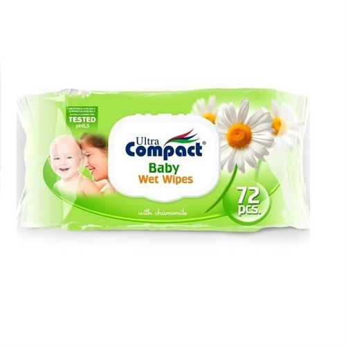 Ultra Compact Baby Wet Wipes With Chamomile, 72 Count