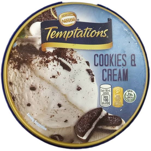 450ML TEMPTATION COOKIES AND CREAM ICE CREAM