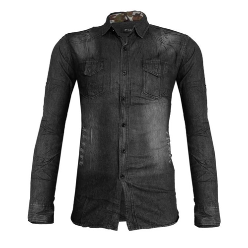 Mens Longsleeve Denim Jeans Shirt