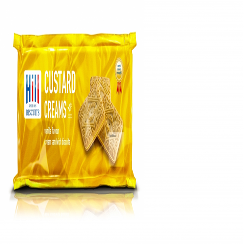 CUSTARD CREAMS vanilla flavour cream sandwich biscuits