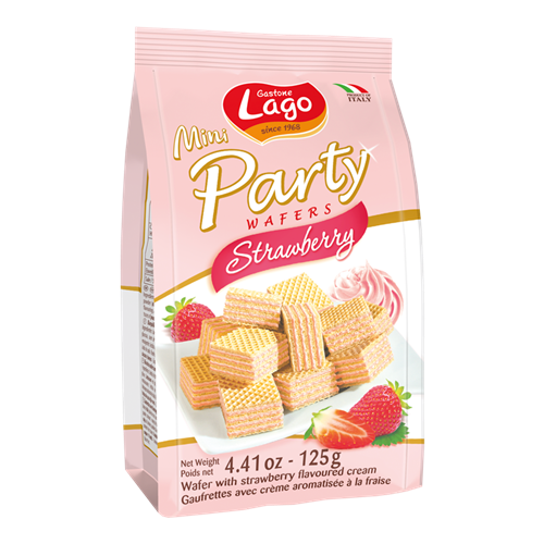 125G GASTONE LAGO MINI PARTY WAFERS STRAWBERRY 