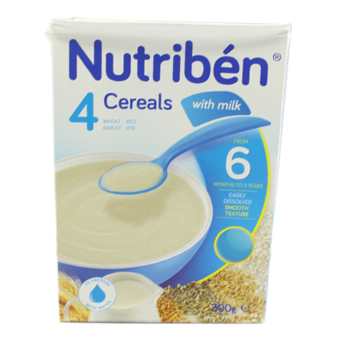 Nutriben 2 Cereals Corn Rice Gluten Free with Milk 300g 6 Months 3 Years