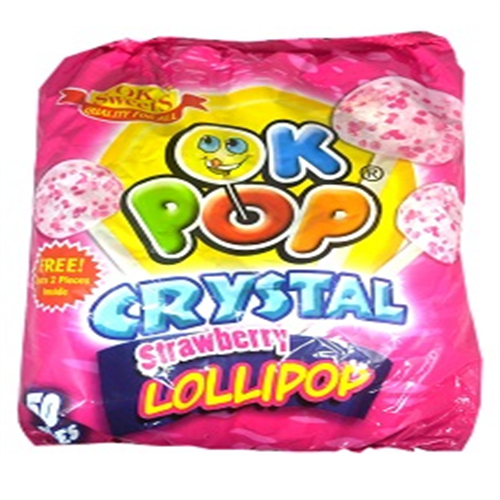 OK CRYSTAL STRWBERRY LOLLIPOP