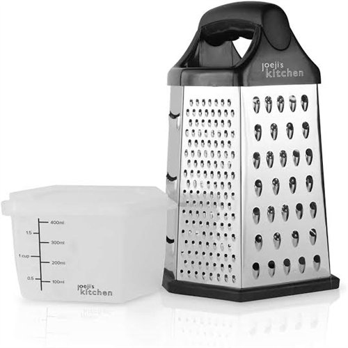 Cheese Grater - 6 Sided Grater with Container, Hand held Grater/Slicer/Shredder/Zester