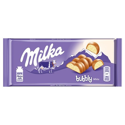 MILKA BUBBLY WHITE CHOCOLATE 95G